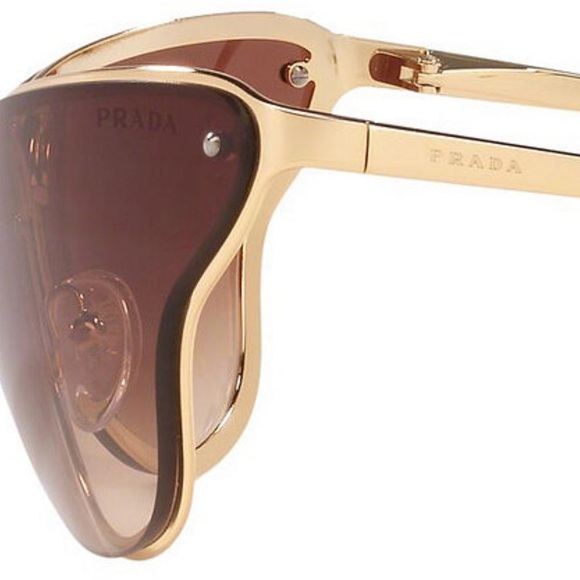 Prada Sunglasses GOLDEN FRAME CAT LENSES SHAPE ICONIC SOPHISTICATED - Picture 8 of 12
